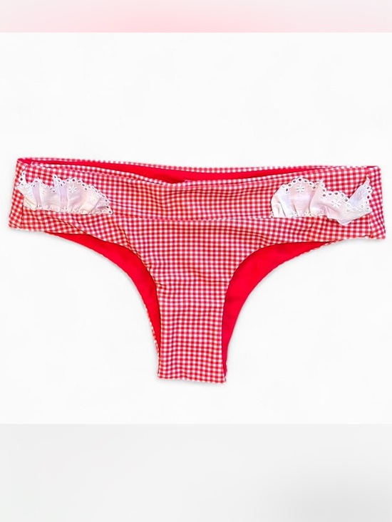 Lolli Other - *NWT* LOLLI SWIM Mi Linda Ruffle Pocket Bikini Red/White Gingham Eyelet Trim — S